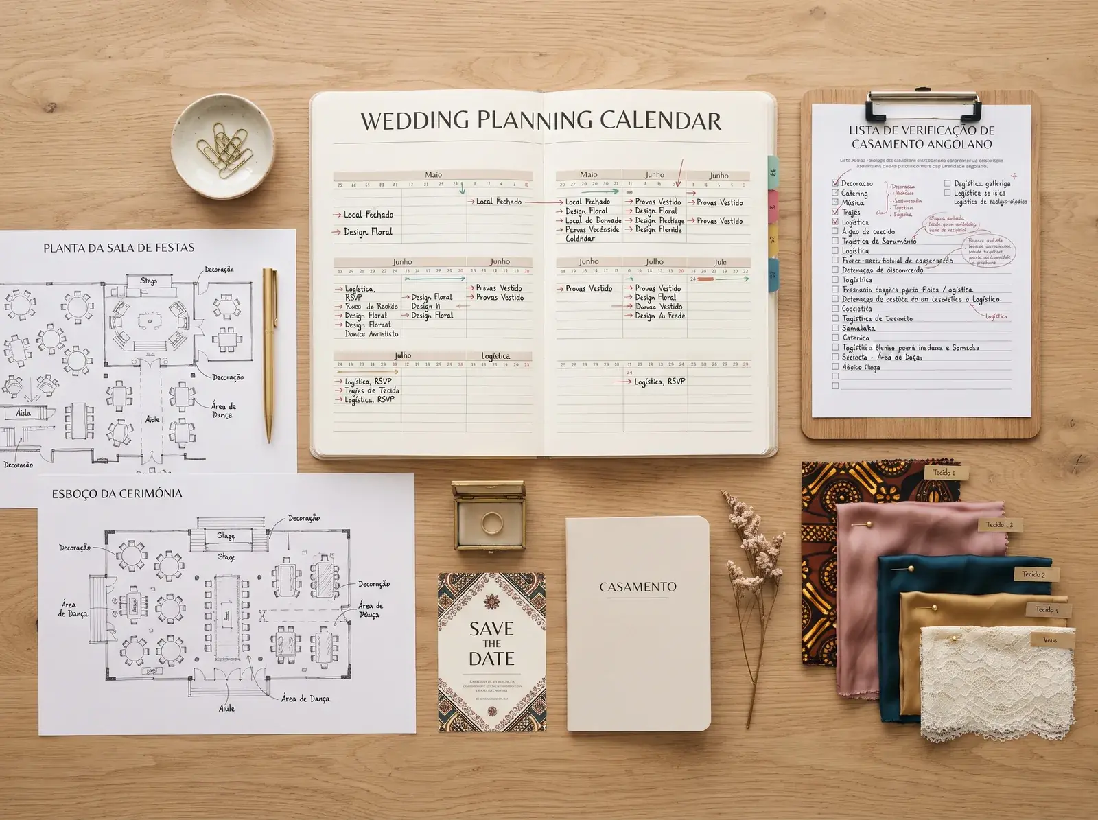 Calendário de planeamento de casamento a 12 meses — método Casamento Sem Caos