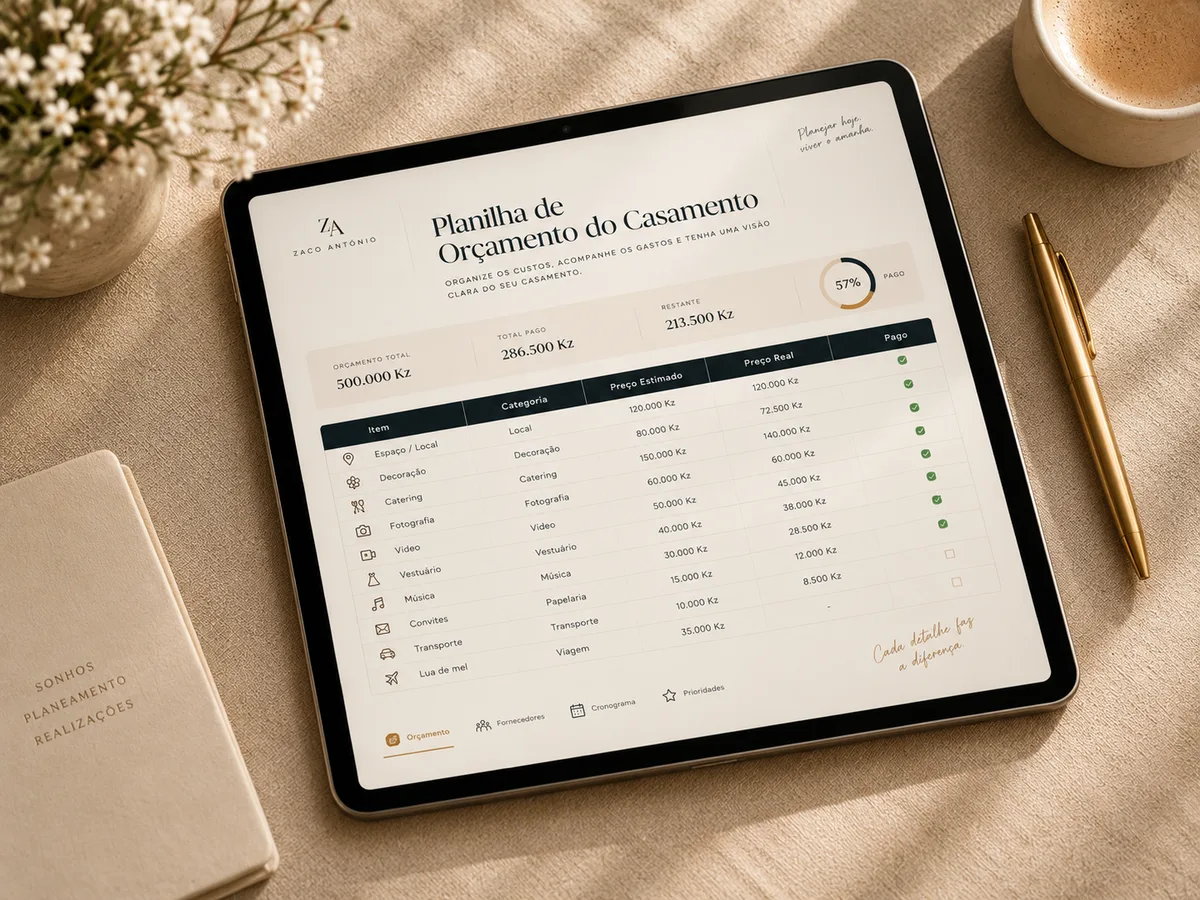 Planilha de Orçamento — mockup do produto
